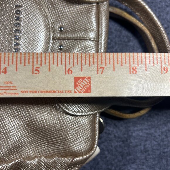 Longchamp Quadri Handbag Purse Leather Metallic Gold Charms Keychains - Picture 5 of 16